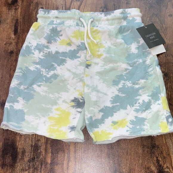 NWT Grayson Mini 5T tie dye shorts Blue/yellow - Picture 1 of 4